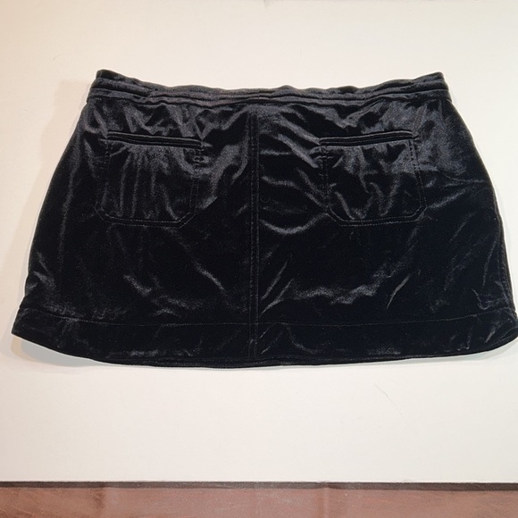 BCBGENERATION Winter Black Velvet Drawstring Skirt Size M - Picture 3 of 6